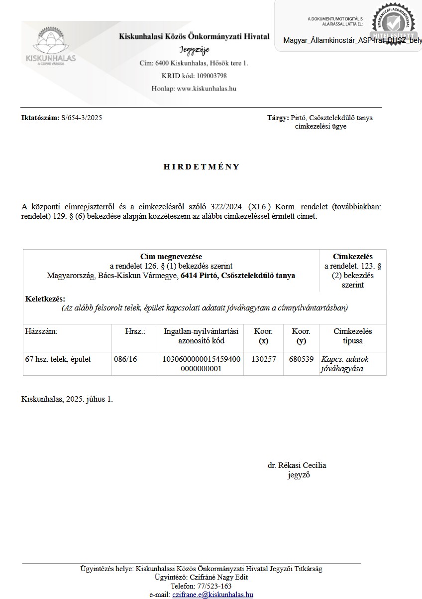 cimregiszter hirdetmeny 20250704